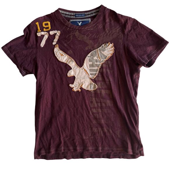American Eagle Eagle Logo Tee Medium 1977 Appliqué Y2K Aesthetic Vintage Fit - Picture 1 of 8